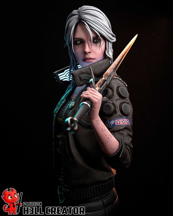 Figurka Ciri, Cyberpunk 2077, Wiedźmin, Żywica, Ręcznie Malowana