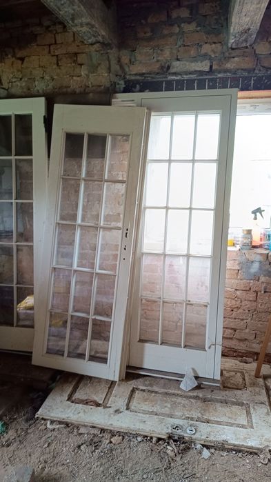 Drzwi drewniane tarasowe ze szprosami