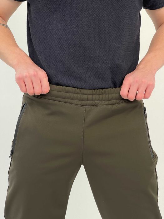 Штани чоловічі зимові утеплені на флісі софтшел хакі