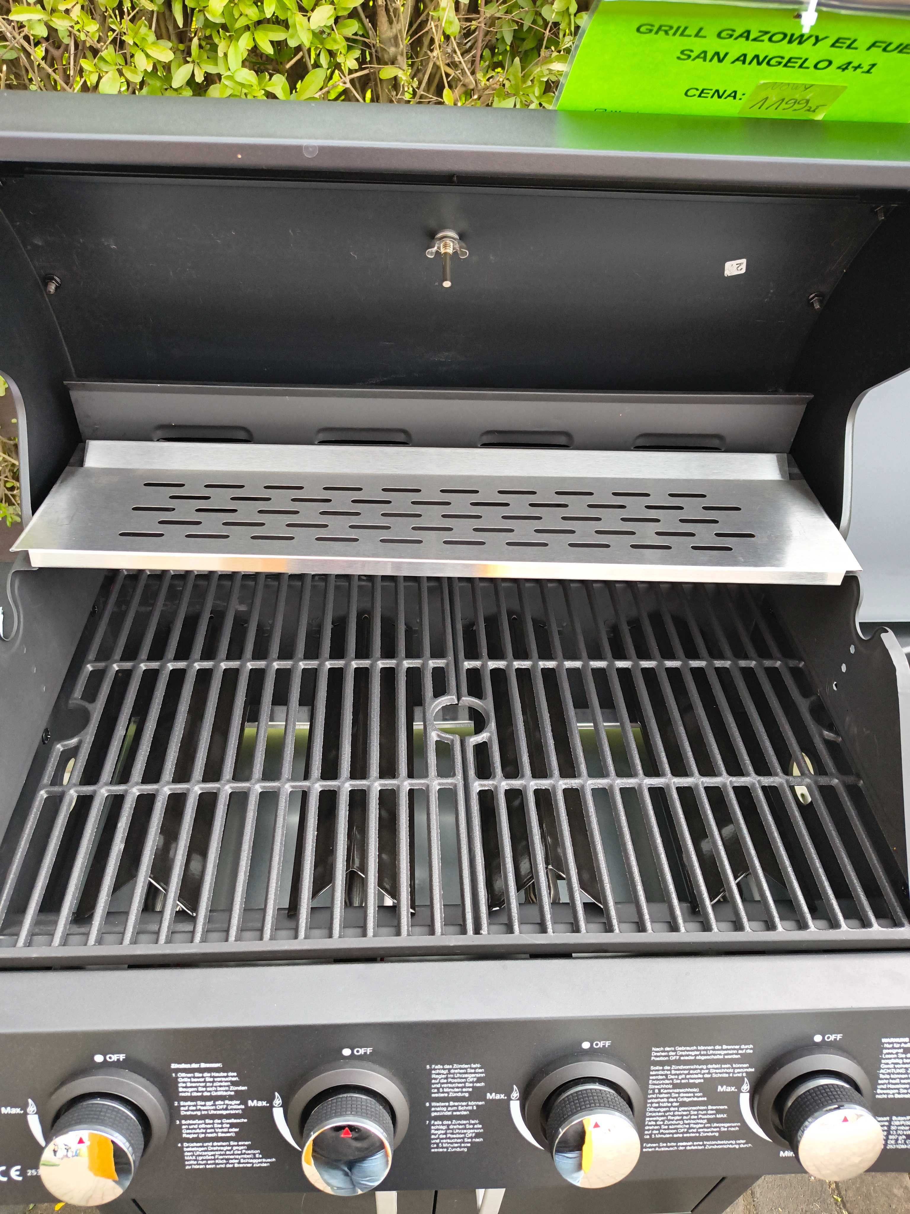 NOWY GRILL Gazowy EL FUEGO San Angelo 4+1 13.7kW żeliwny ruszt Wysyłka