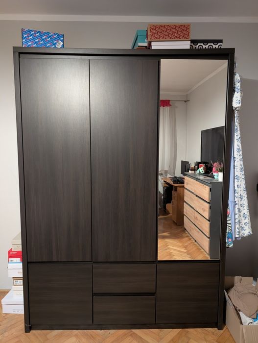 Szafa z lustrem Kaspian czarna wenge