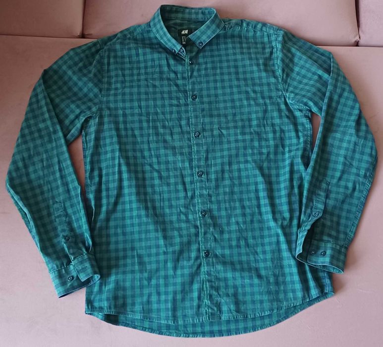 Koszula męska zielona w kratę H&M roz. M