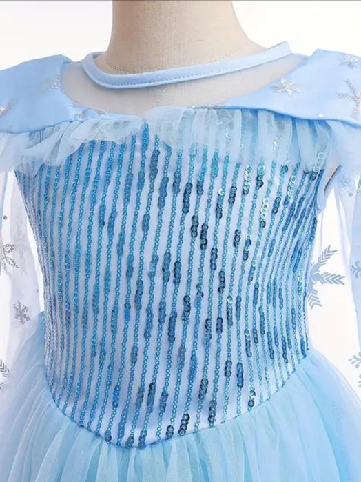 Детское очень красивое праздничное голубое платье Эльзы Frozen наряд