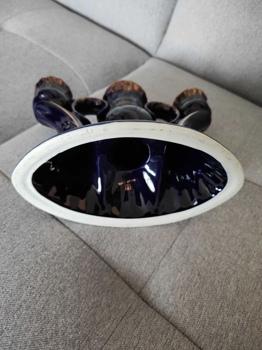 Kobaltowy świecznik PRL