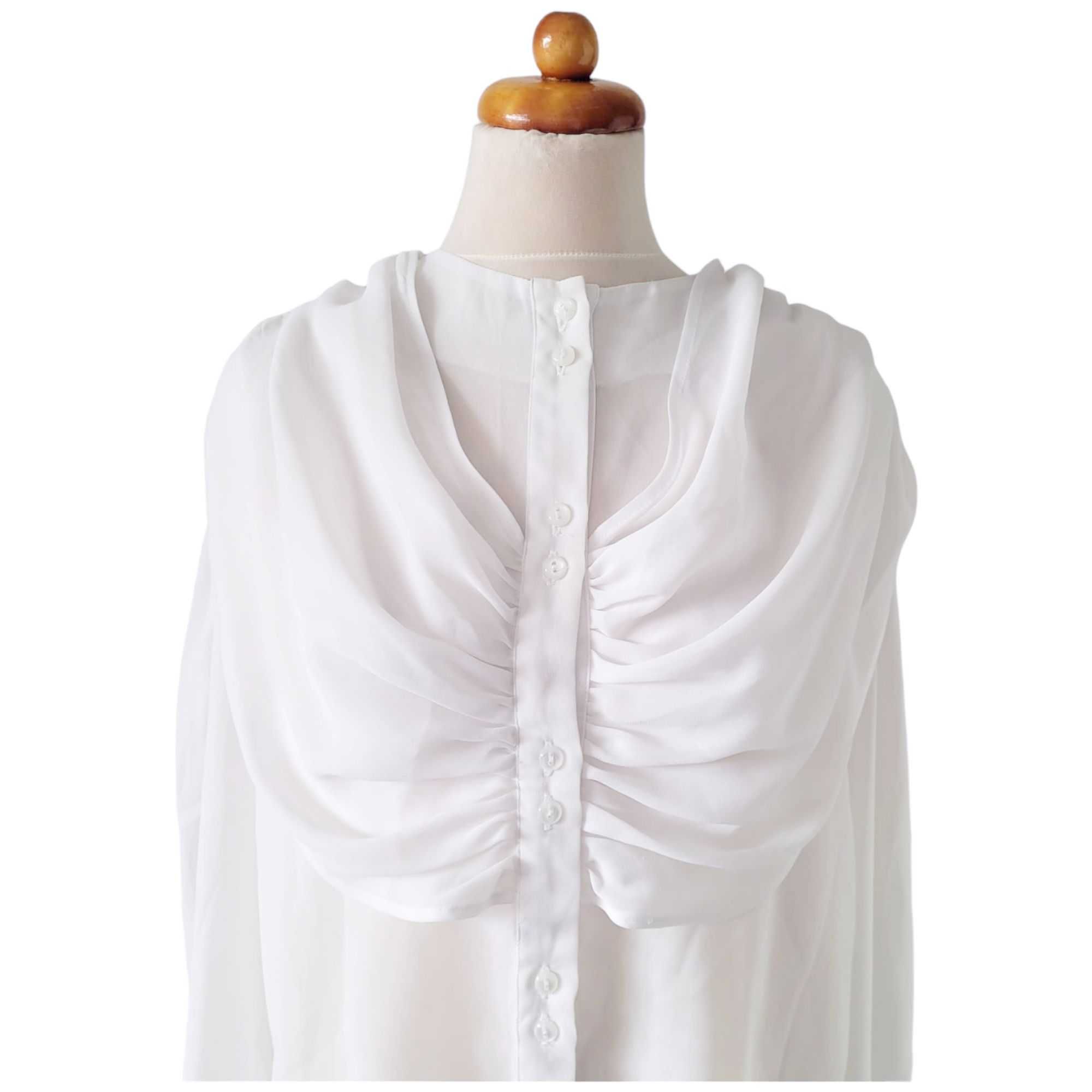Biała koszula damska vintage szyfonowa L XL Tara lata 80. bluzka
