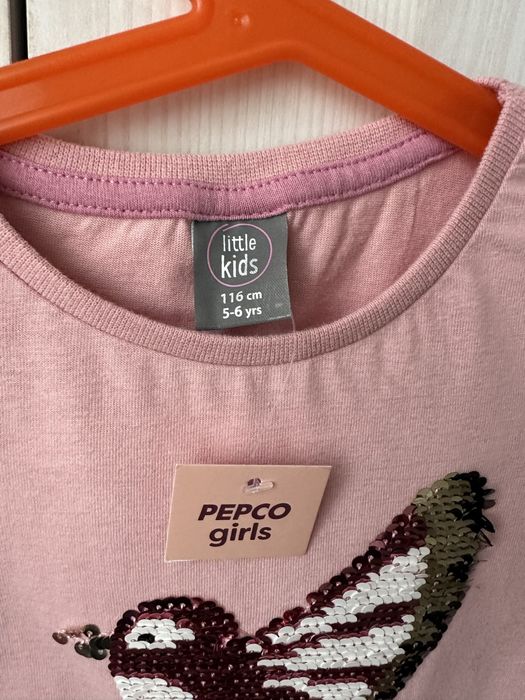 Nowa różowa bluzka longsleeve / długi rękaw Pepco 116 odwracane cekiny