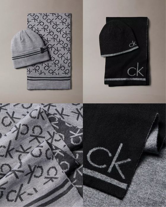 Подарунковий набір шапка шарф Calvin klein чорна сіра оригінал США