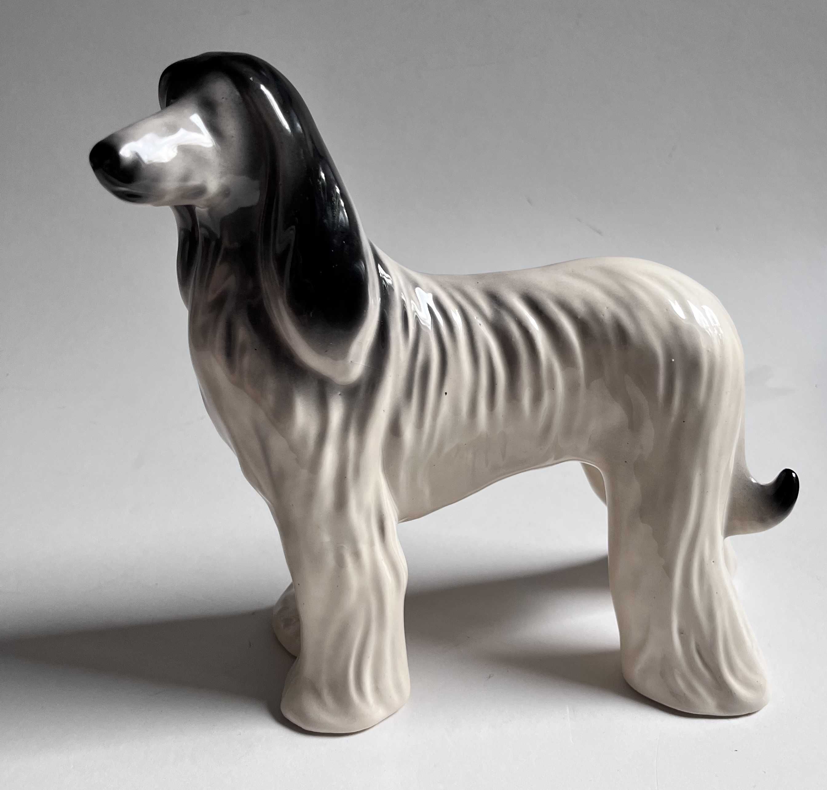 Duża figurka porcelanowa pies rasy Chart Afgański!