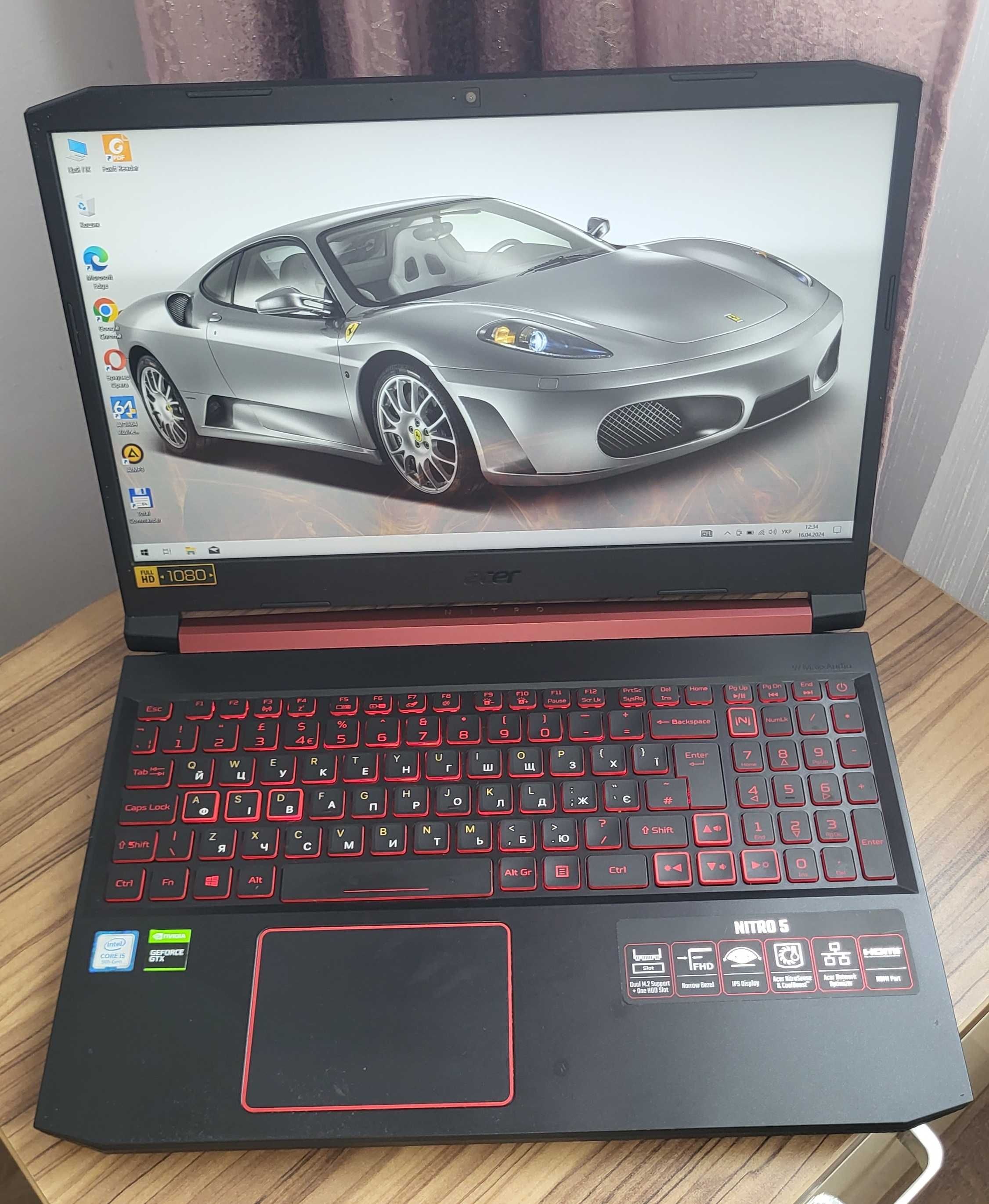 Acer Nitro 5 15,6" GeForce GTX 1650 i5-9300H Ram 16 Gb SSD512+HDD 1Tb