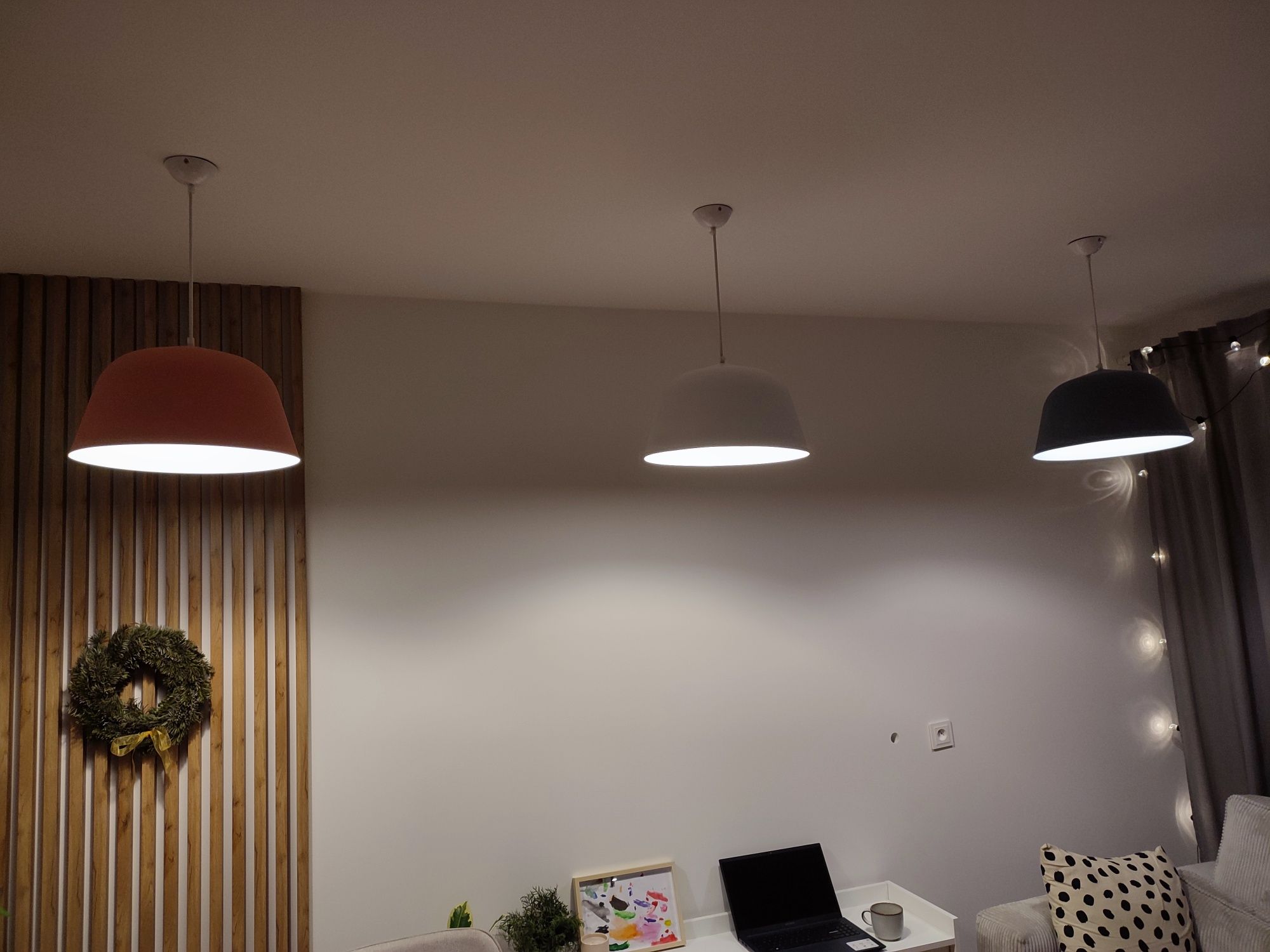 Trzy lampy wiszące loft, styl skandynawski