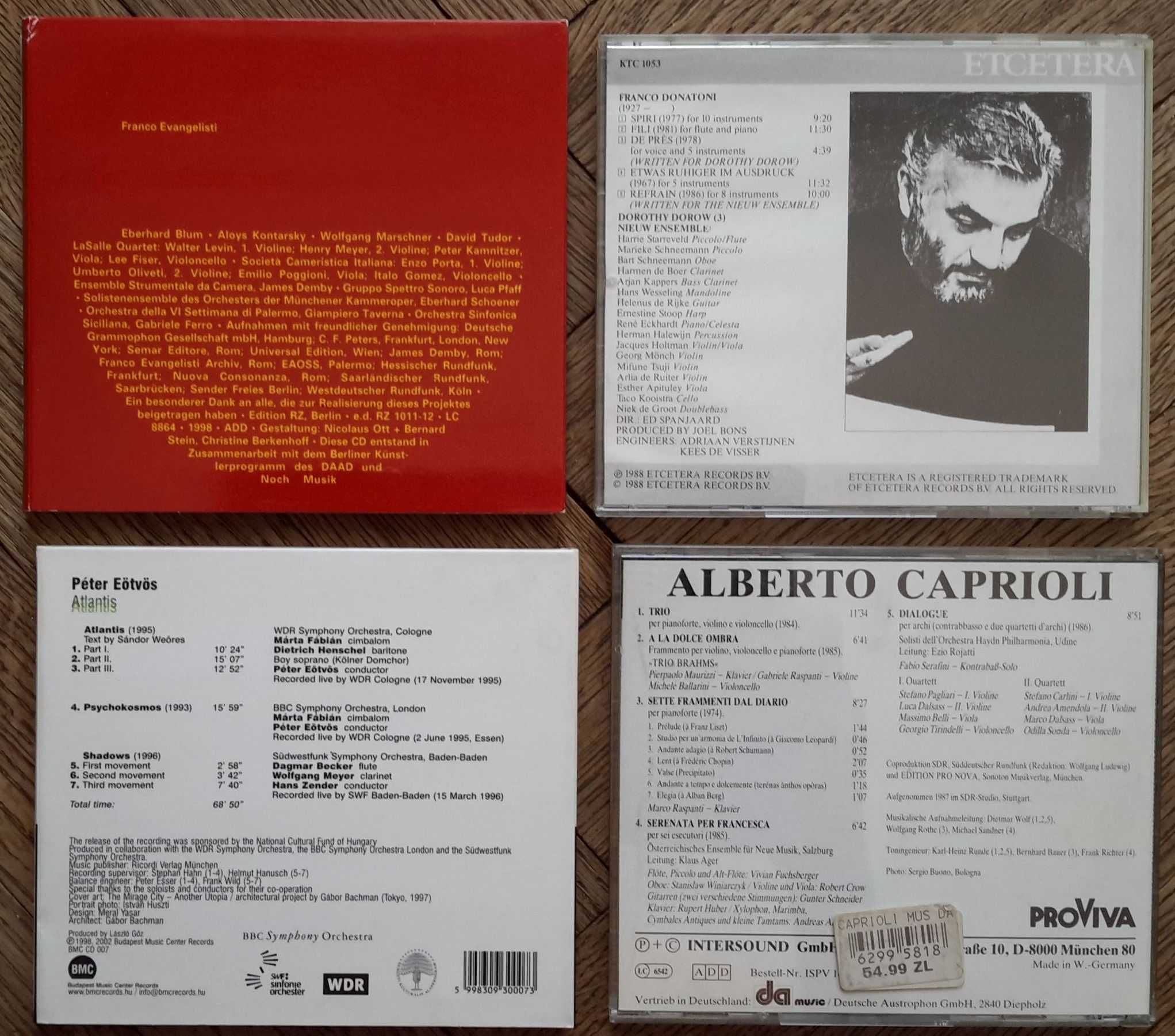 Alberto Caprioli, Franco Donatoni, Franco Evangelisti, Peter Eotvos CD