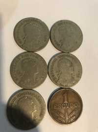 6 moedas 1 escudo vários anos