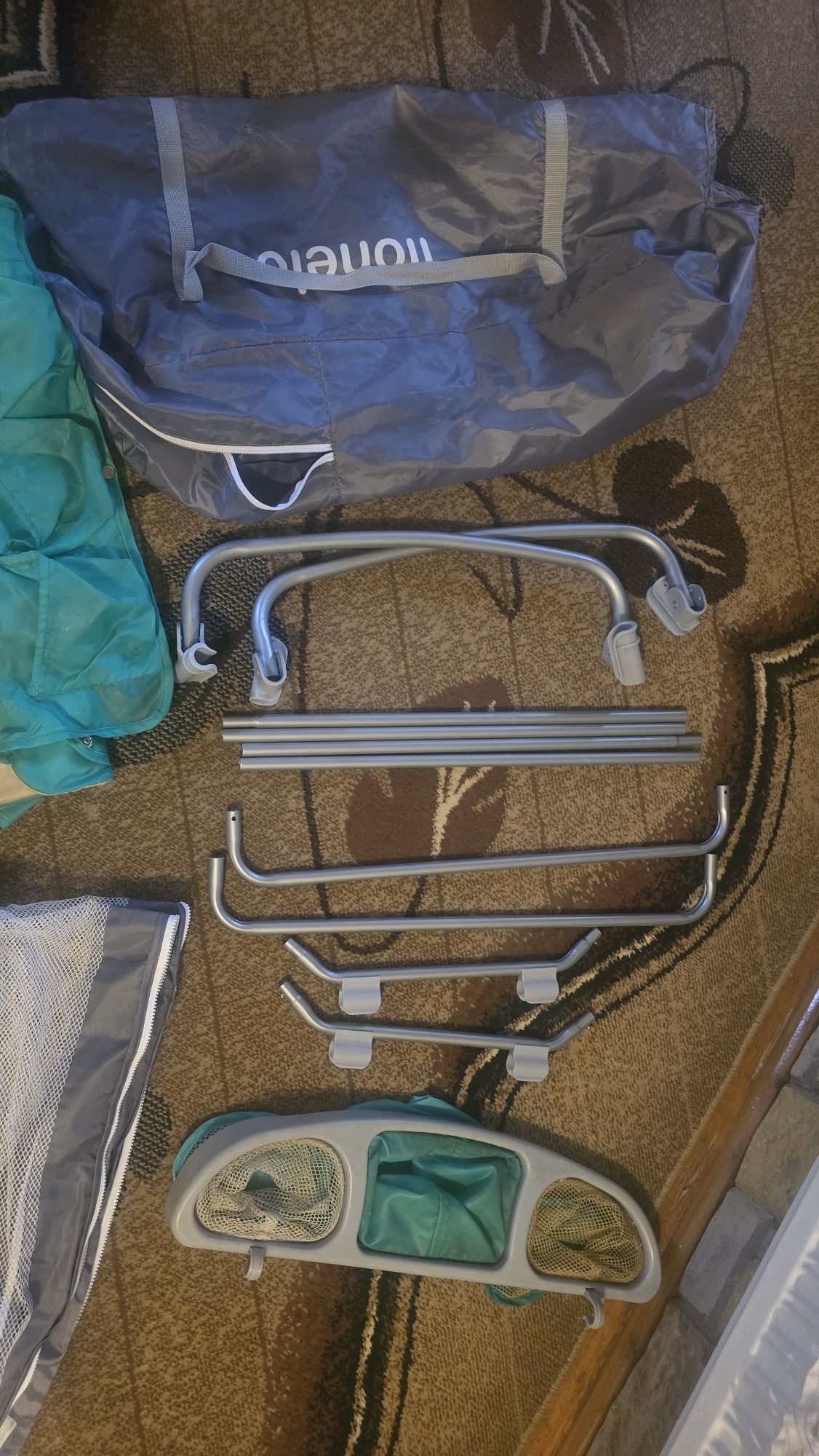Łóżeczko 2w1 Lionelo Sven Plus Turquois jak Nowe e Grey
