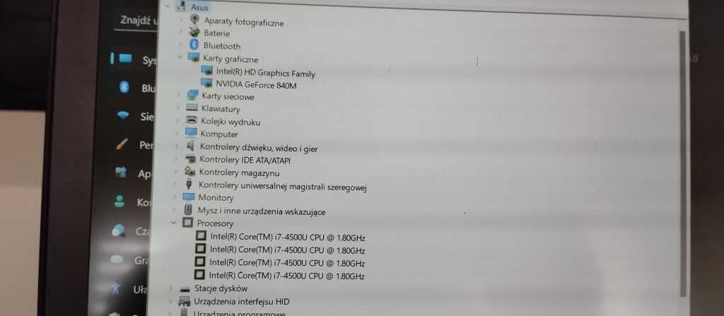 Laptop Asus i7 SSD256GB Intel 4600+GeForce840M 12GB ram Win 11PL