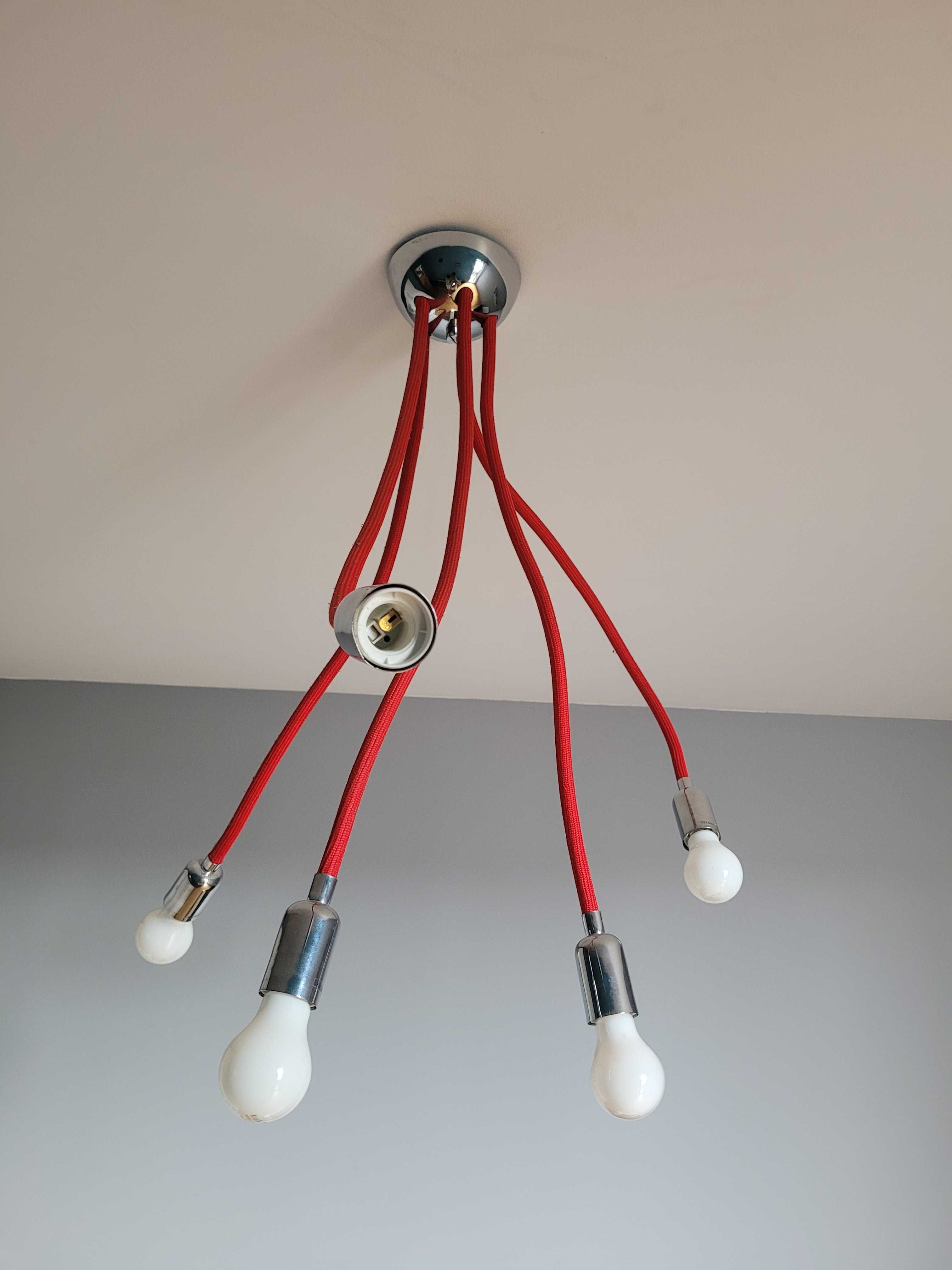 Nowoczesna lampa loftowa sufitowa, młodzieżowa piecio ramienna, pająk