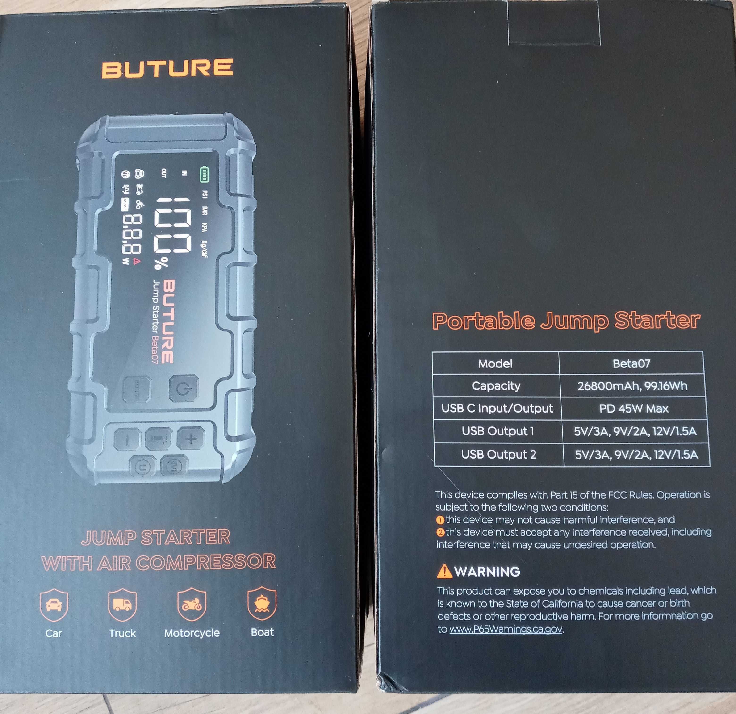 Buture Beta07 Car Jump Starter Booster/Powerbank 6000A rozruch Nowy