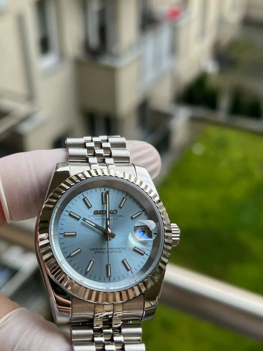 SEIKO MOD DATEJUST Niebieski Baby Blue Jubilee Custom NOWY