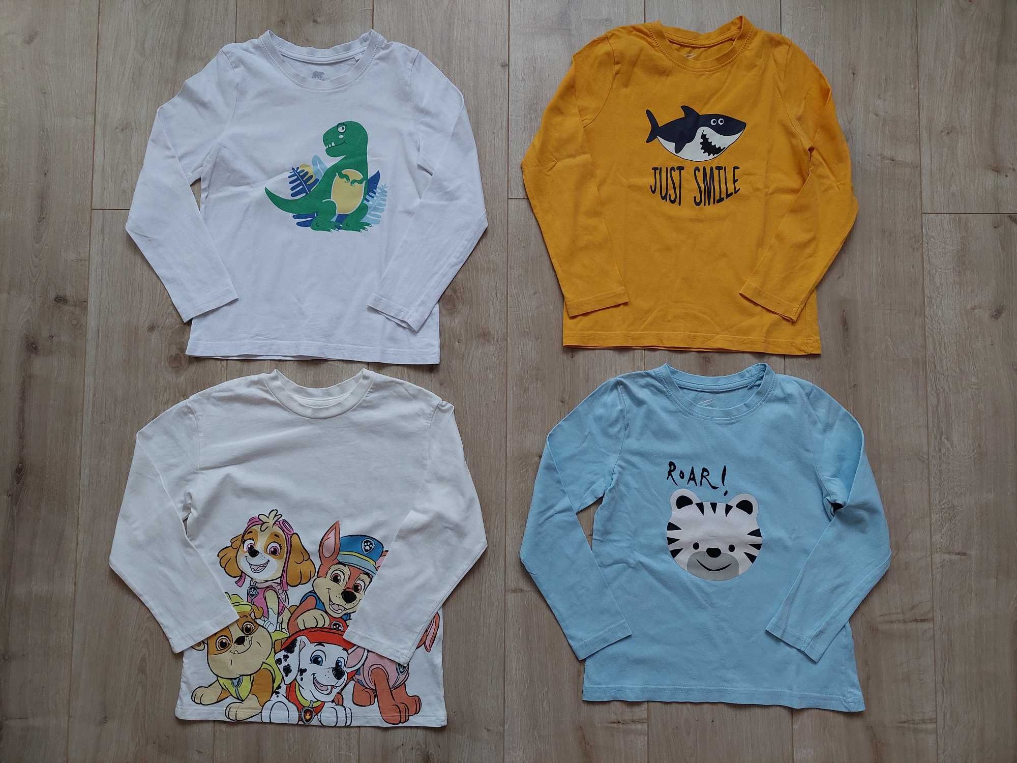 Bluzka chłopięca, zestaw 4 sztuk, stan bdb, 110-116, Lupilu, H&M