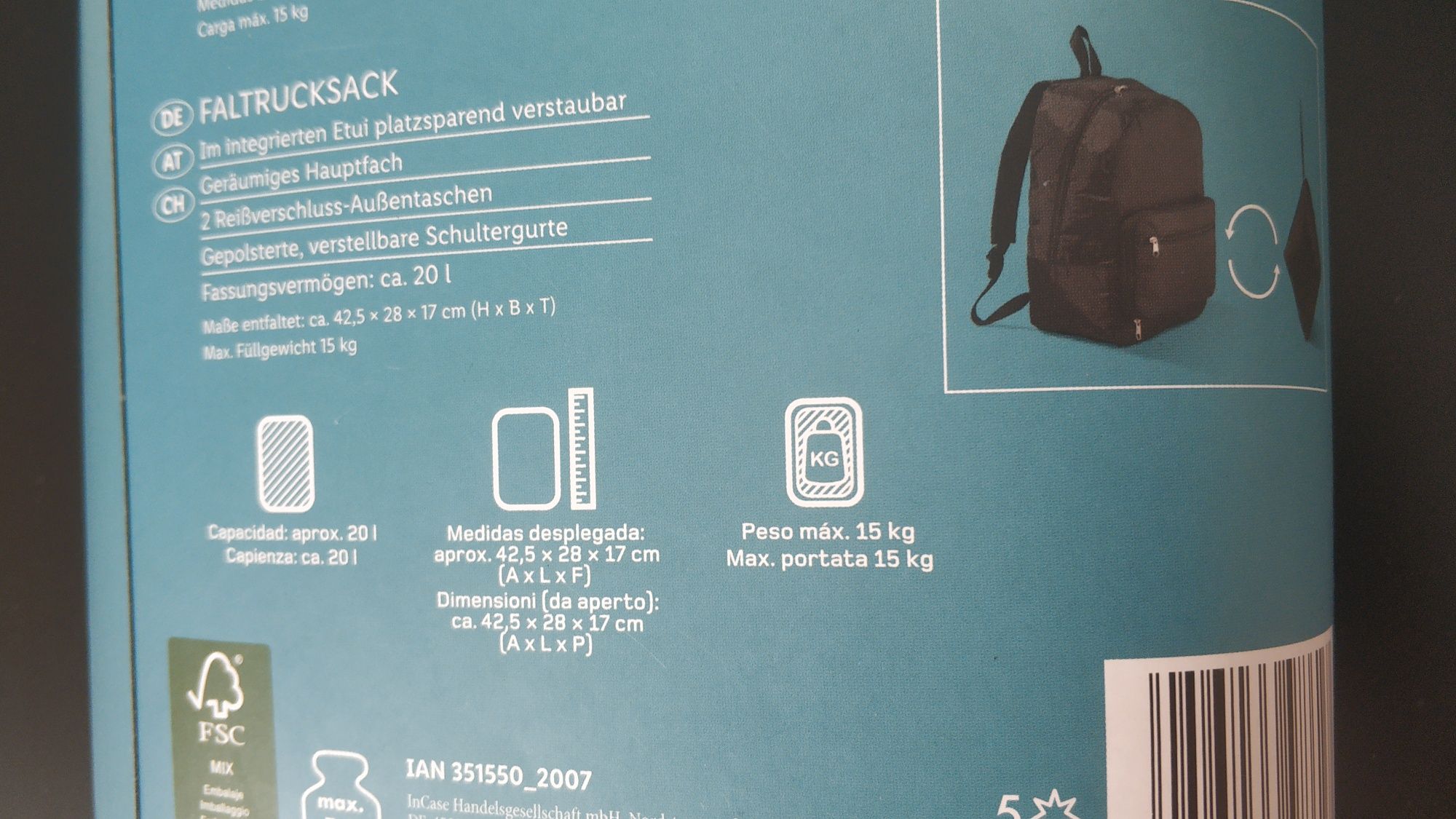 [Novo!] Mochila Dobrável Preta