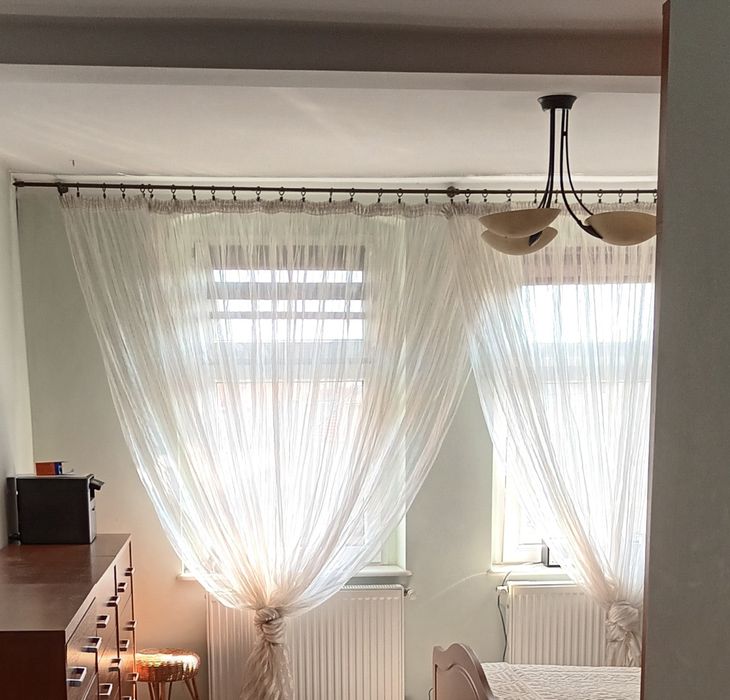 Firana 190x280 ekri złote paski pionowe, do wiązania