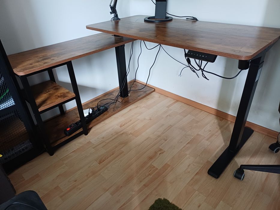Biurko regulowane elektryczne podnoszone narożne loft praca stojąca