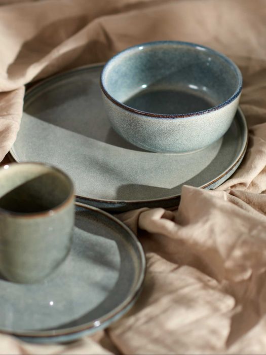 Talerz niebieska ceramika kamionka | 4 SZTUKI