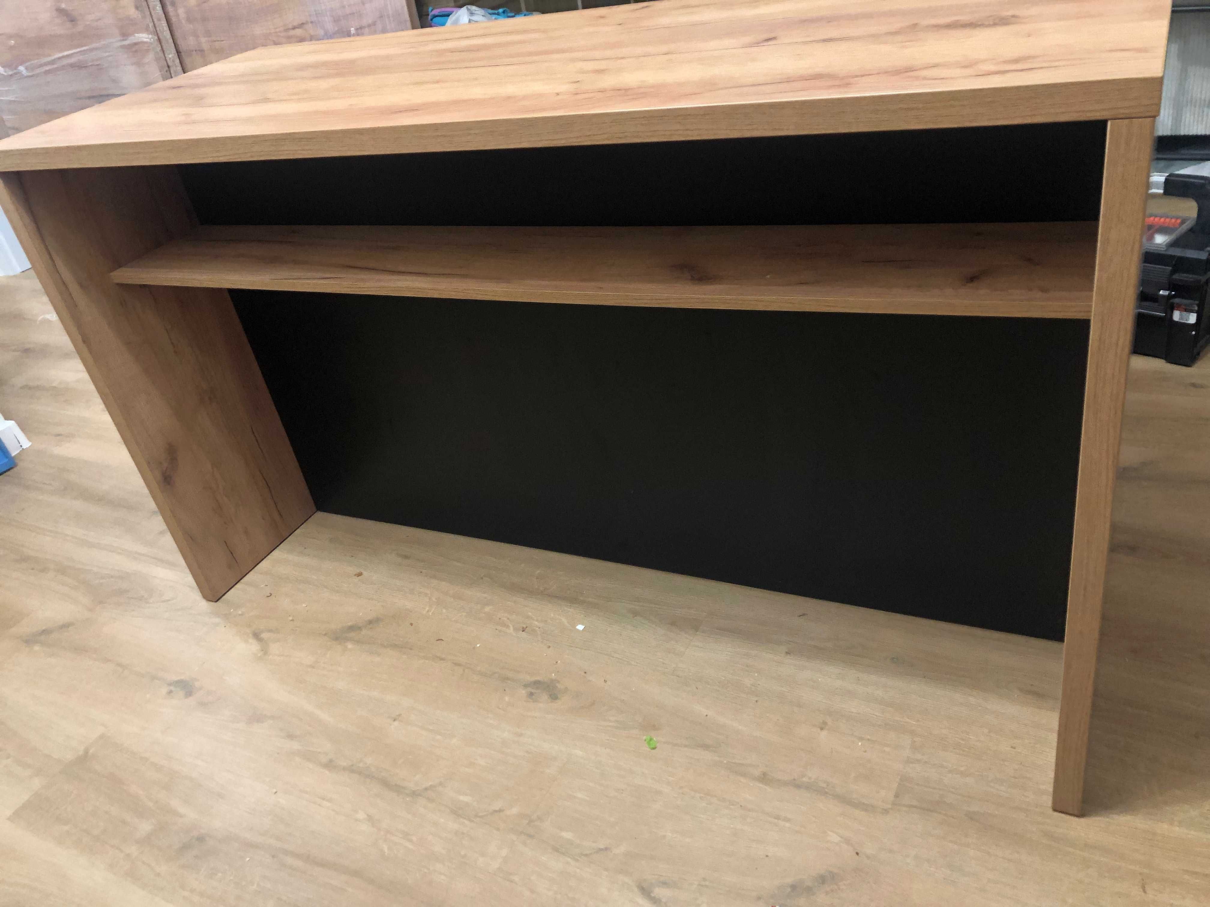 Wyspa 150szer. x 60gł. x 3gr. x 85wys. cm, dąb, nowa z poręczną półką.