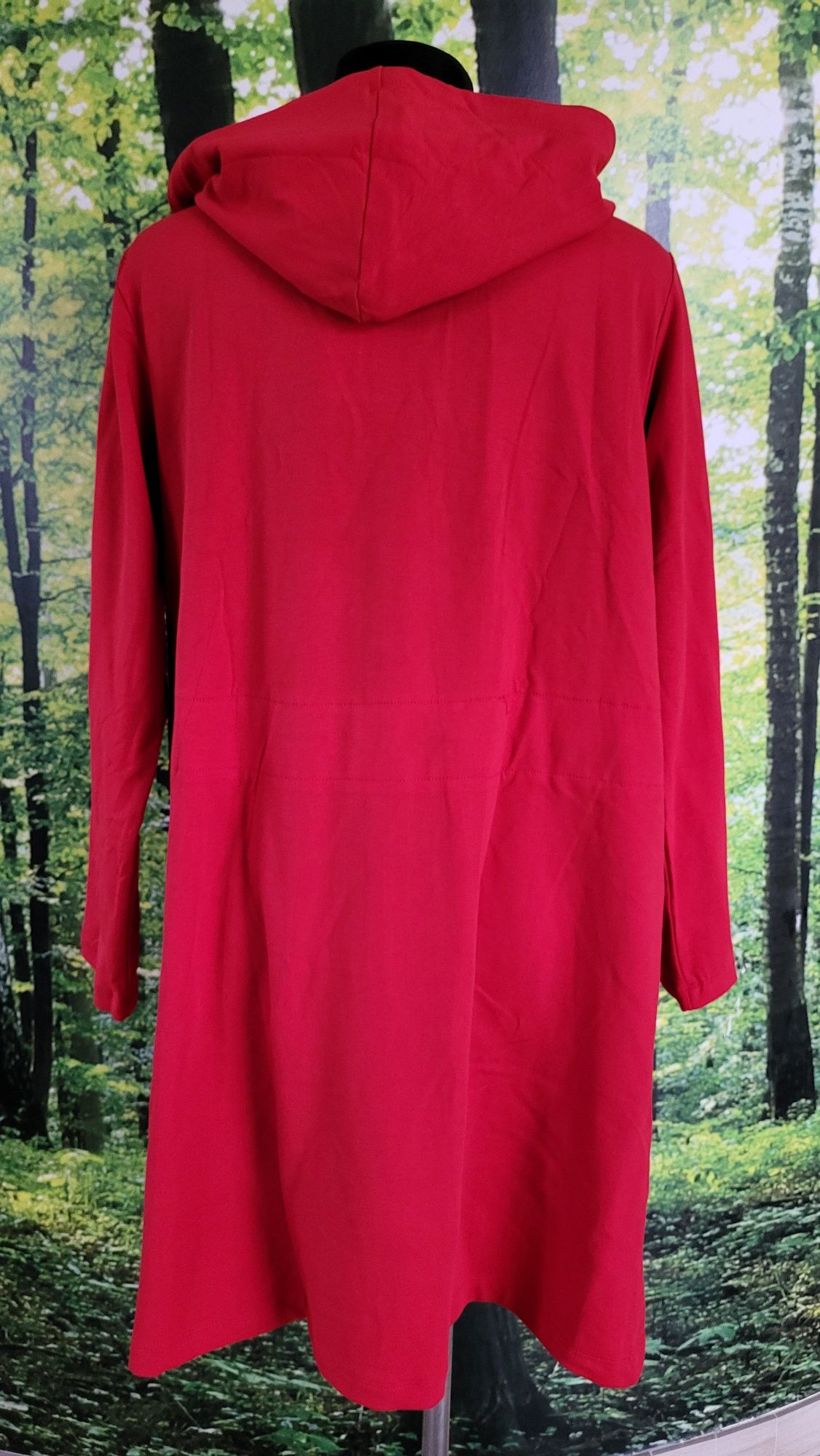 Nowa długa bluza rozpinana L/XL czerwona / płaszcz