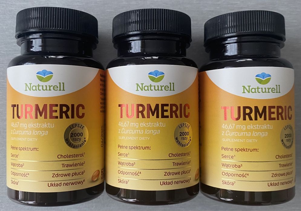3x TURMERIC Kurkuma NATURELL 60kaps 2000x lepsze wchłanianie kurkumina