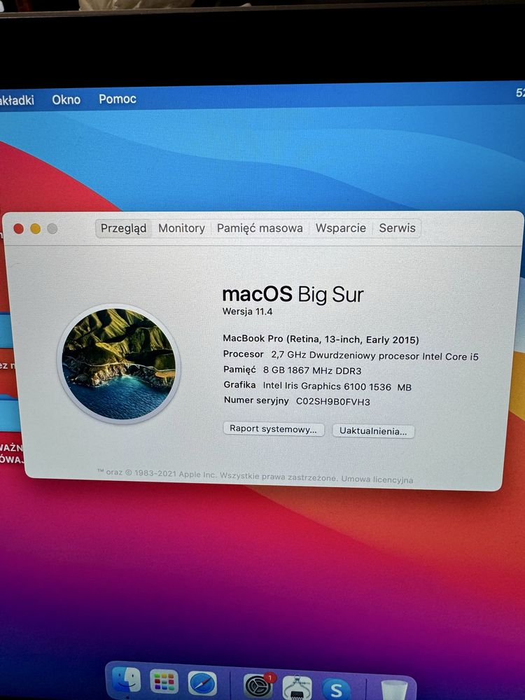 Macbook Pro A1502 Early2015 i5 8GB RAM 512GB SSD