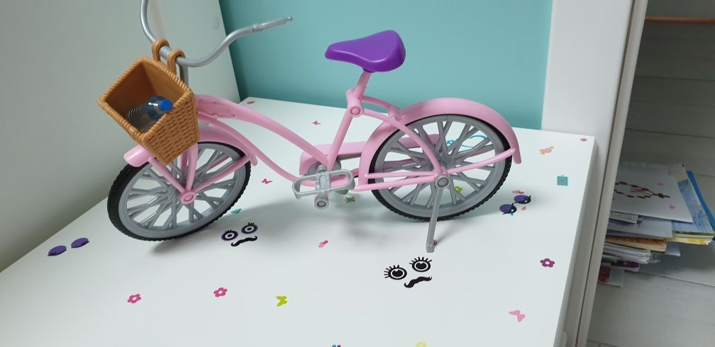 Barbie rower nowy z koszykiem  ,różowy pudrowy