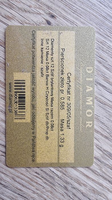 Pierscionek z diamentami p.585 0,08ct