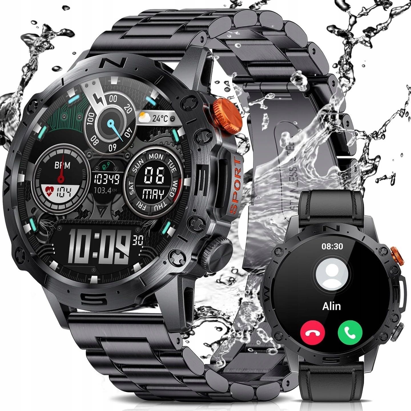 Smartwatch Męski Lige Wodoodporny Zegarek Bluetooth Polskie Menu
