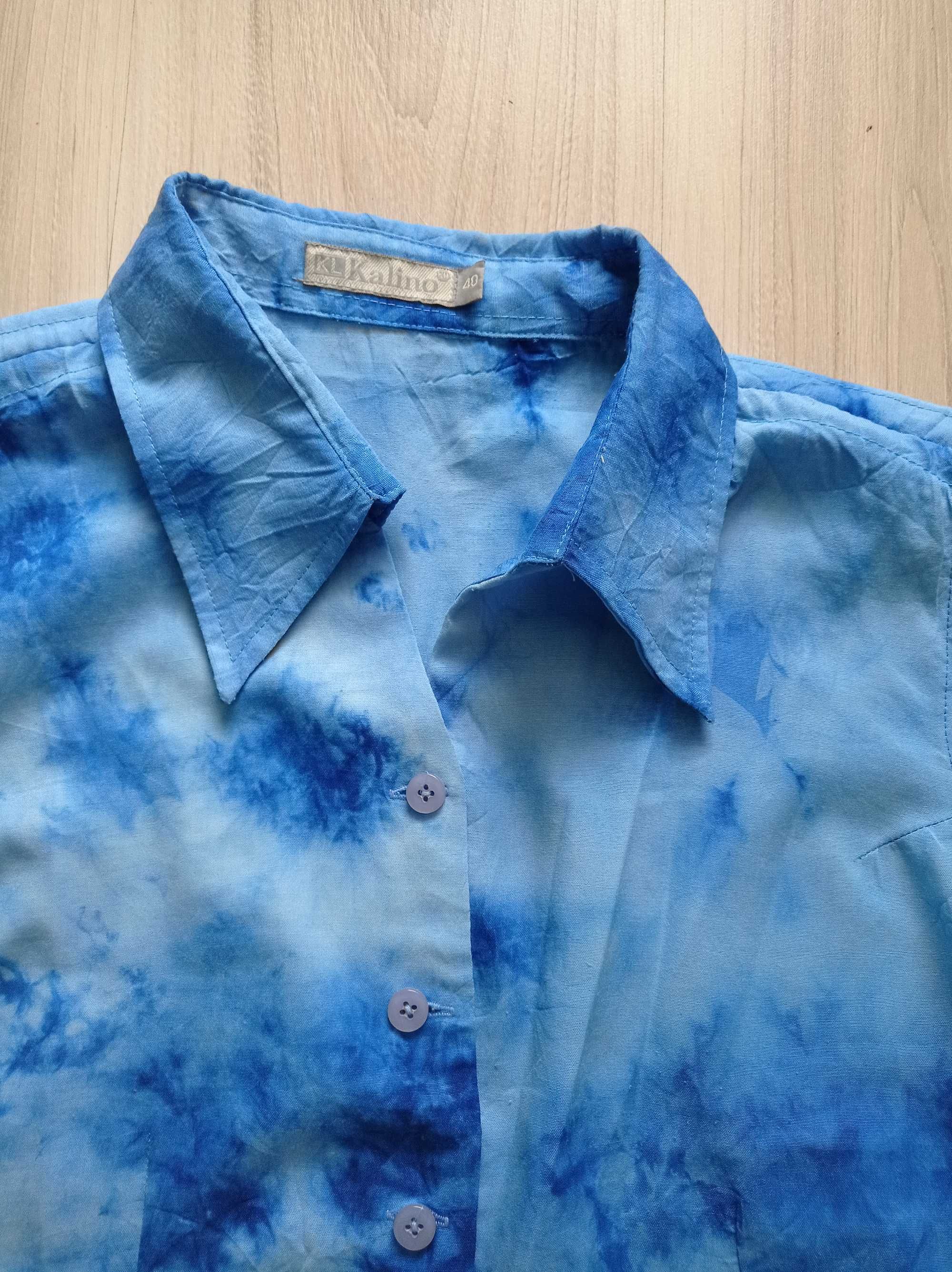 Bluzka, koszula, niebieska na guziki