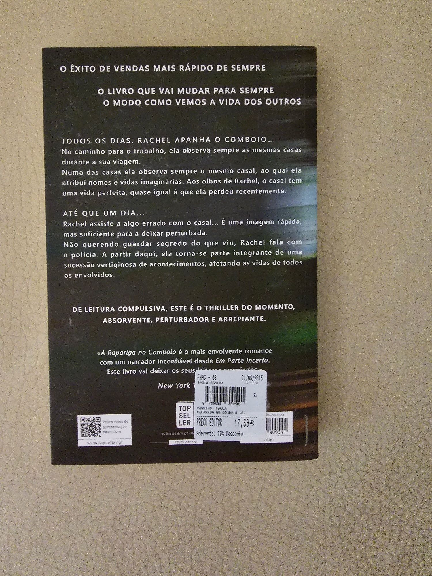 Livro "A Rapariga no Comboio "