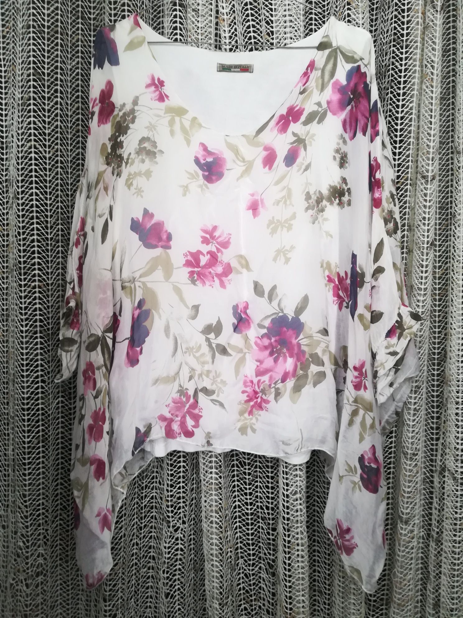 Распродажа Стильная итальянская блуза оверсайз из натурального шелка