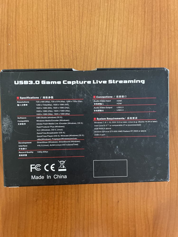 USB3.0 Game Capture Live Streaming NOVO