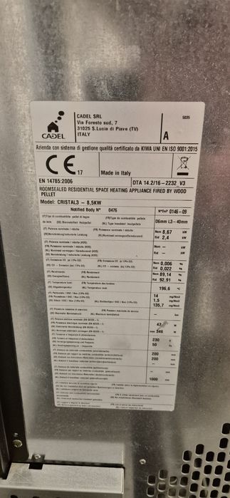 Salamandra cristral3 8,5 Kw cadel