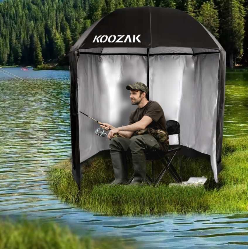 2w1 PARASOL Wędkarski NAMIOT - Wodoodporny z OSŁONĄ z Bokami Survival