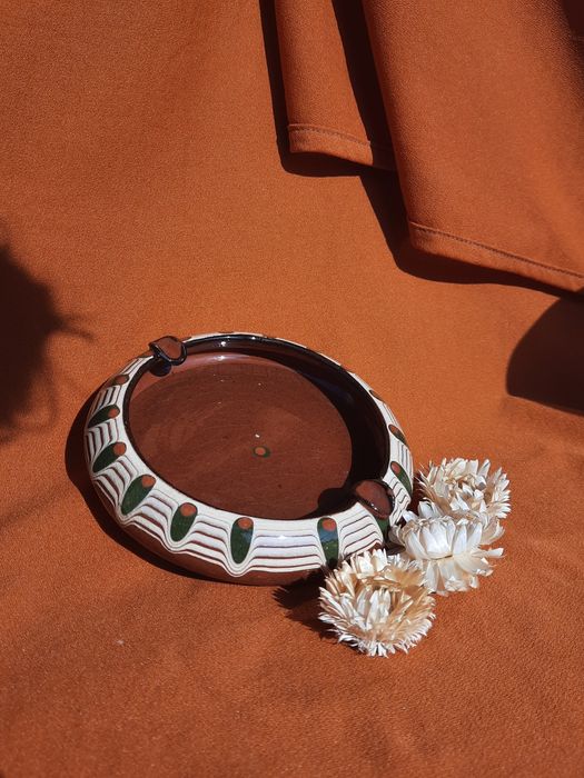 Popielniczka glina etno Boho Bułgaria 
wzory vintage duża retro Bałkan
