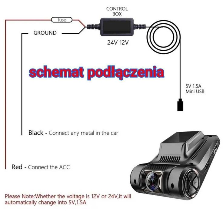 CarDash Cam wire - przewód trybu parkingowego/ ACU protect