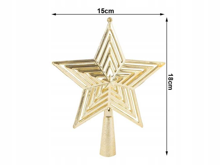 Gwiazda ozdoba choinkowa boże narodzenie czubek nietłukąca złota