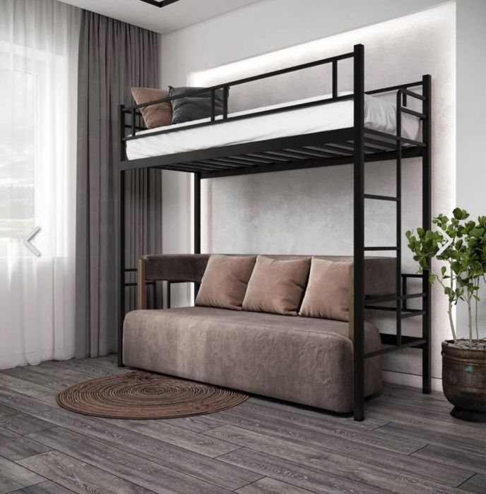 Кровать-чердак Дабл Металл-Дизайн чорна