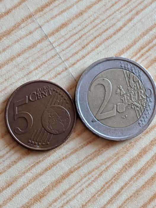 Moedas 2 euro Itália 2002 Dante alighieri + moeda 5 cent frança