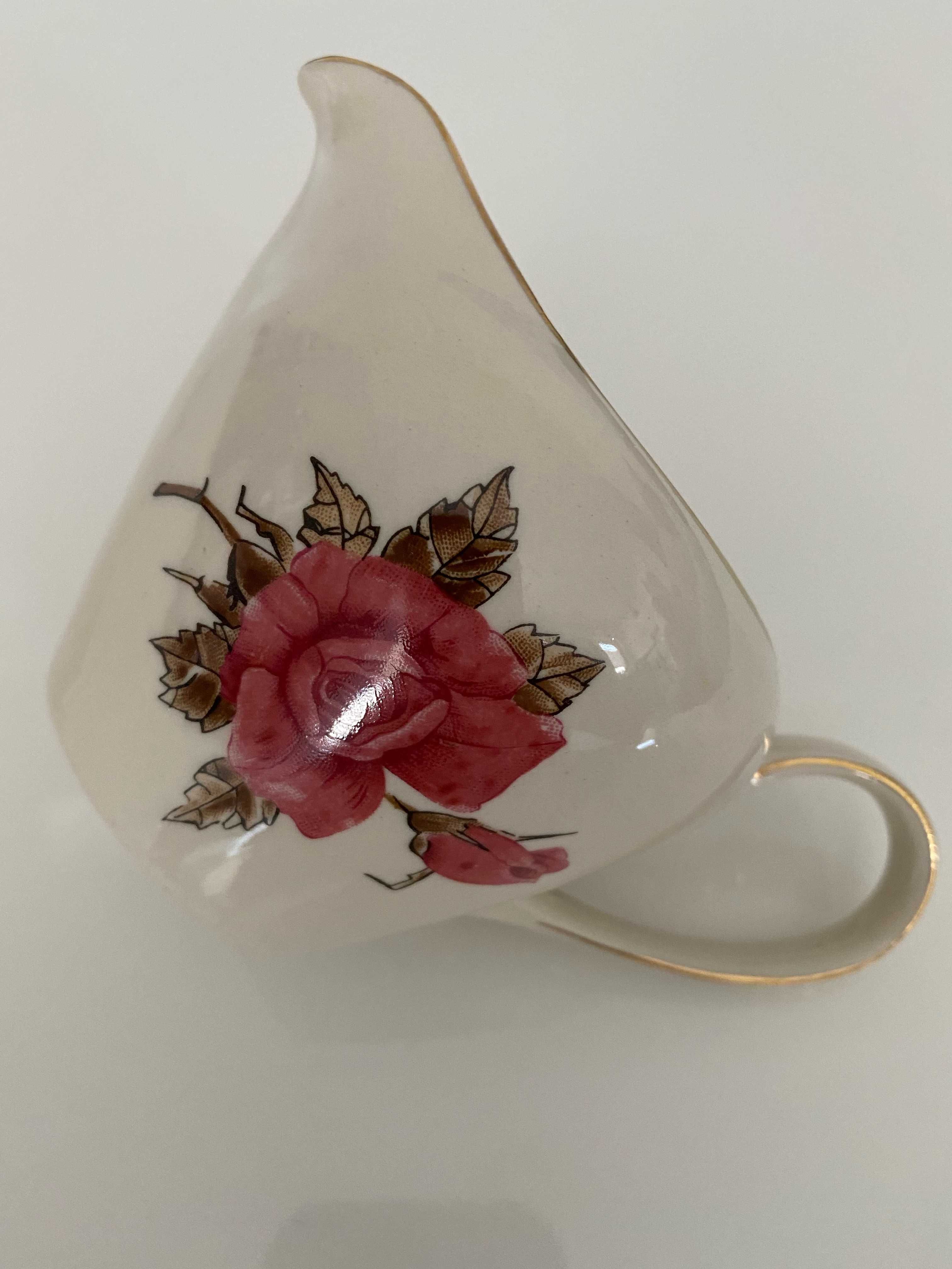 Chocież mlecznik ecru vintage kwiaty polskie porcelana