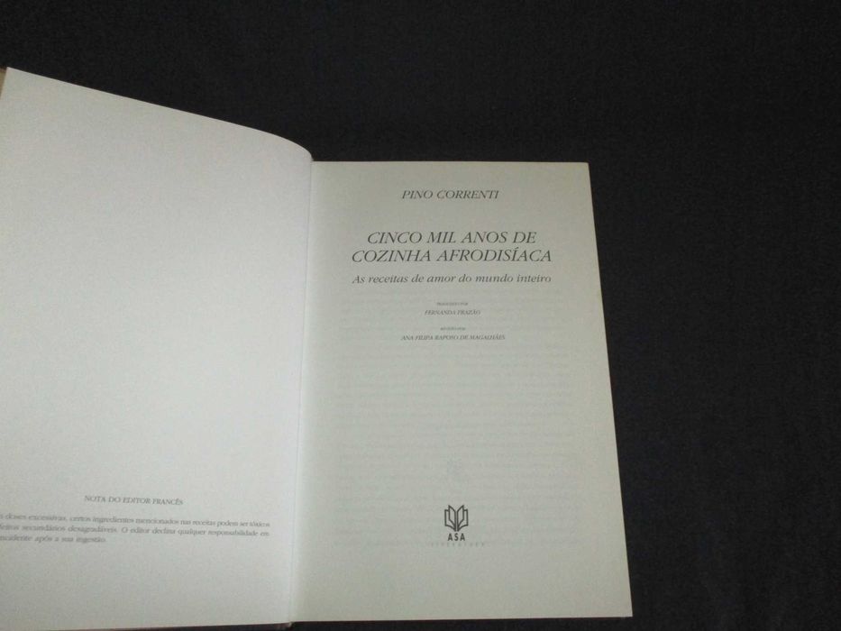 Livro Cinco mil anos de Cozinha Afrodisíaca Pino Correnti