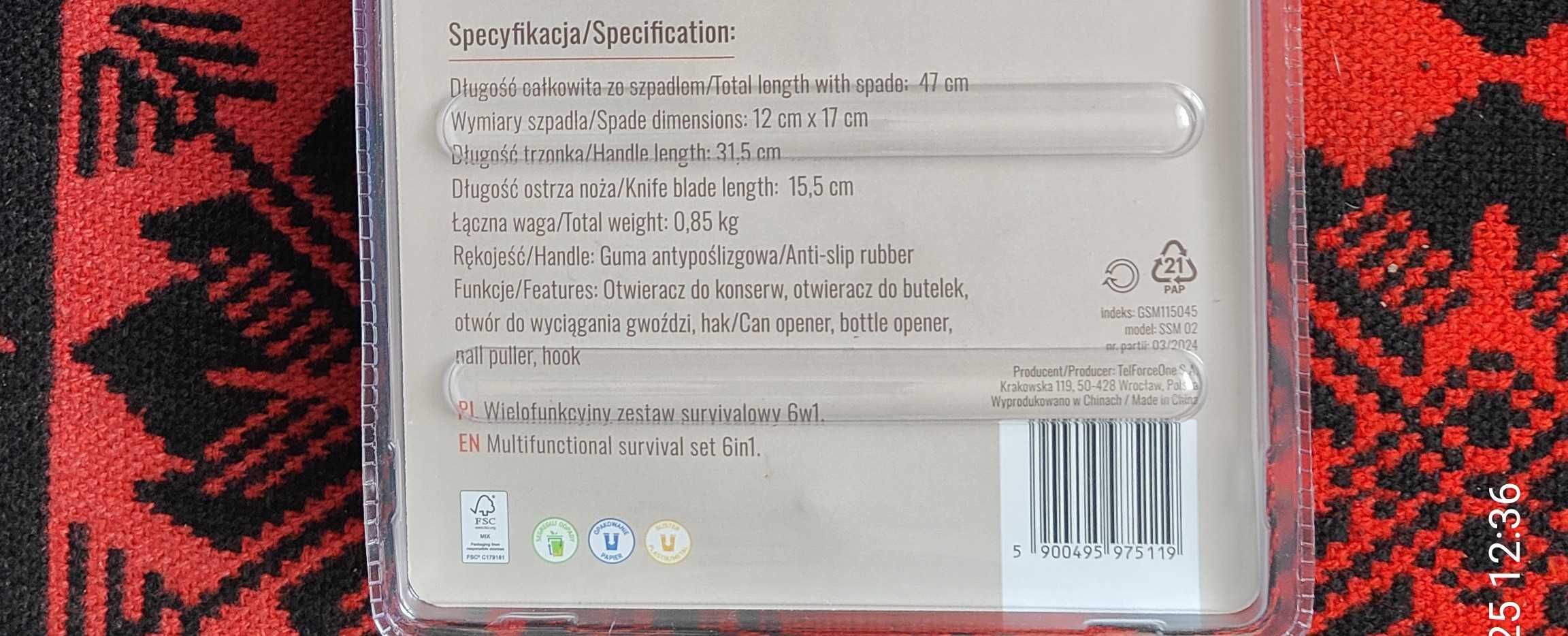 Wielofunkcyjna saperka survivalowa 6 w jednym.