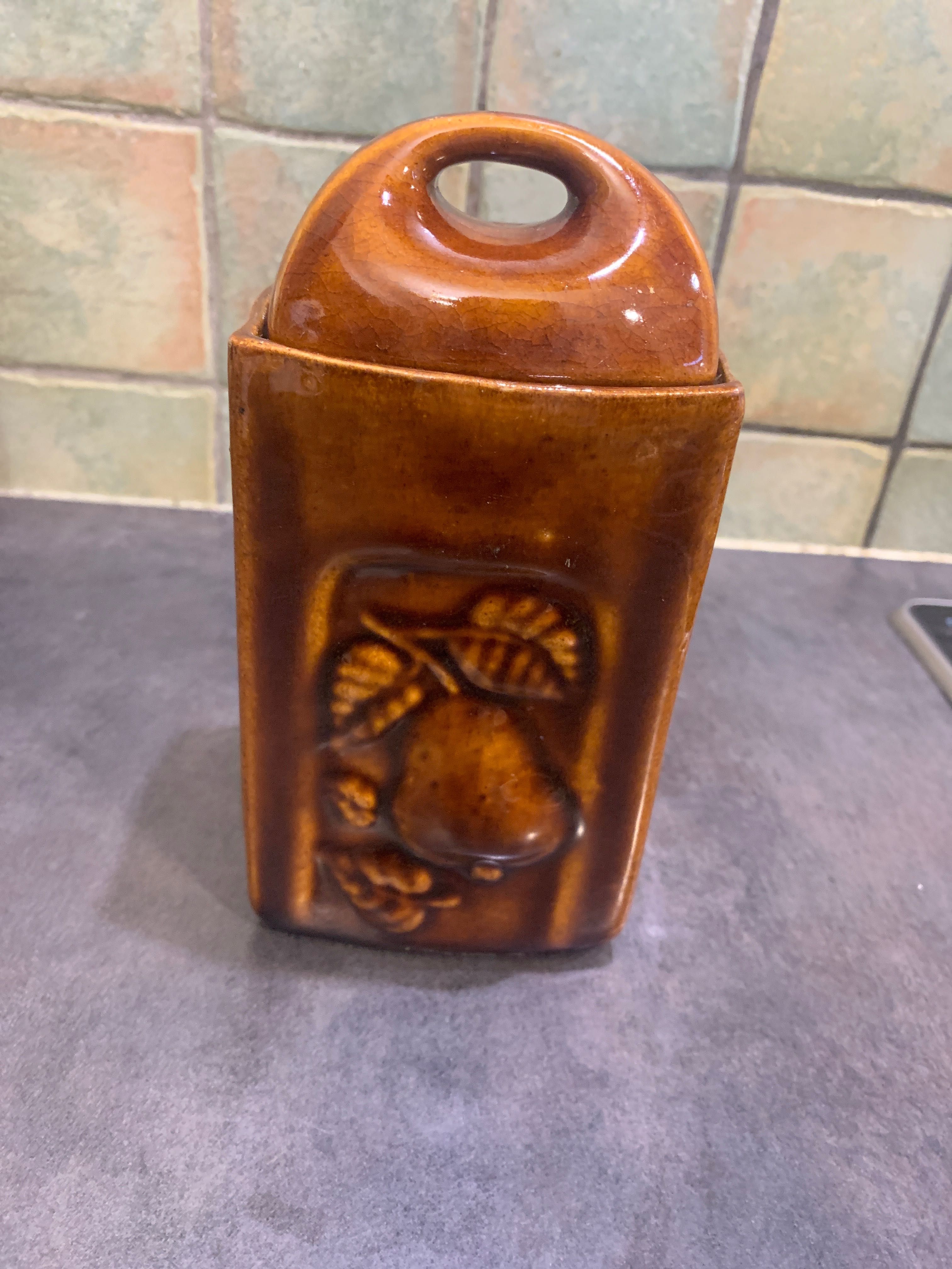 Pojemnik kuchenny  Brązowy j. Pruszków Porcelit prl