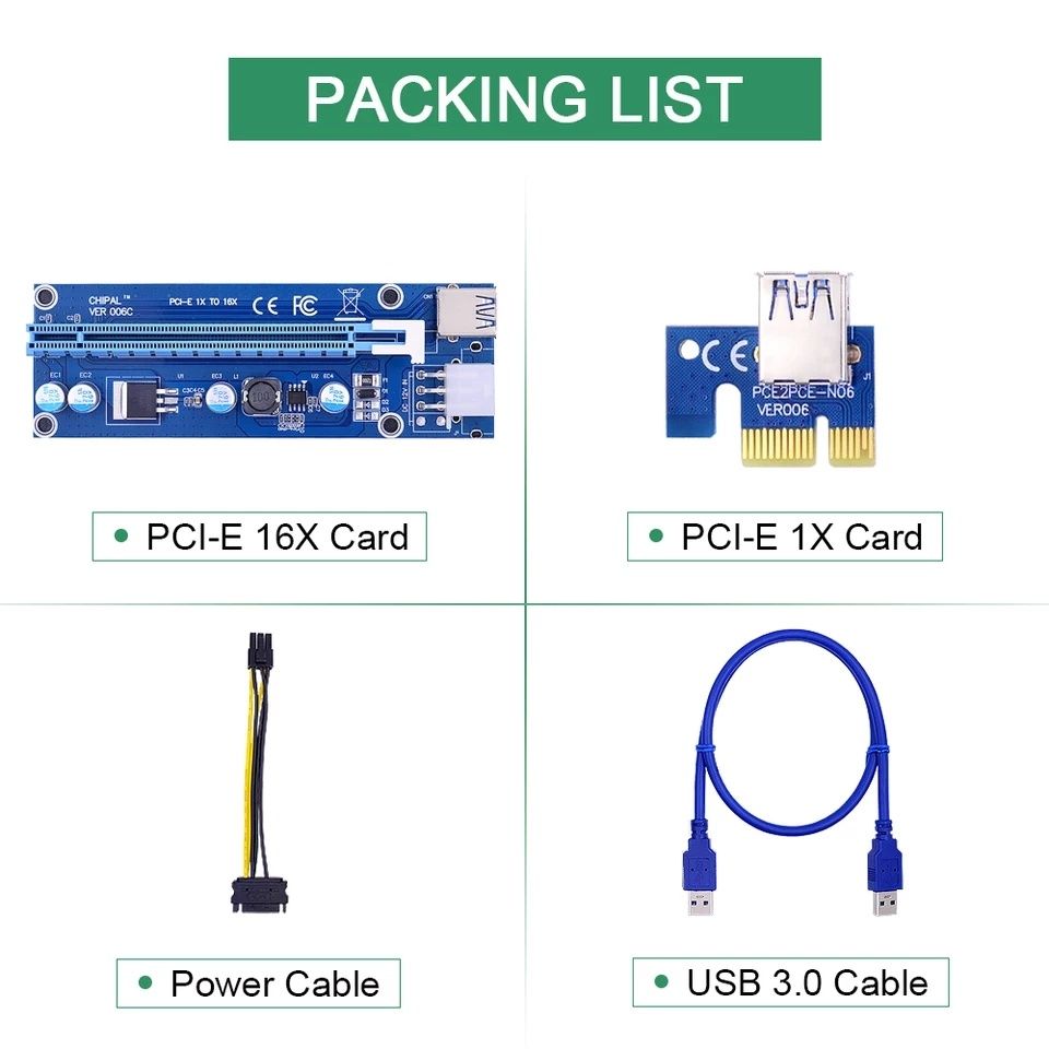 Riser Райзер 006C PCI-E 1X to 16X 6pin 12v USB 3.0 60см