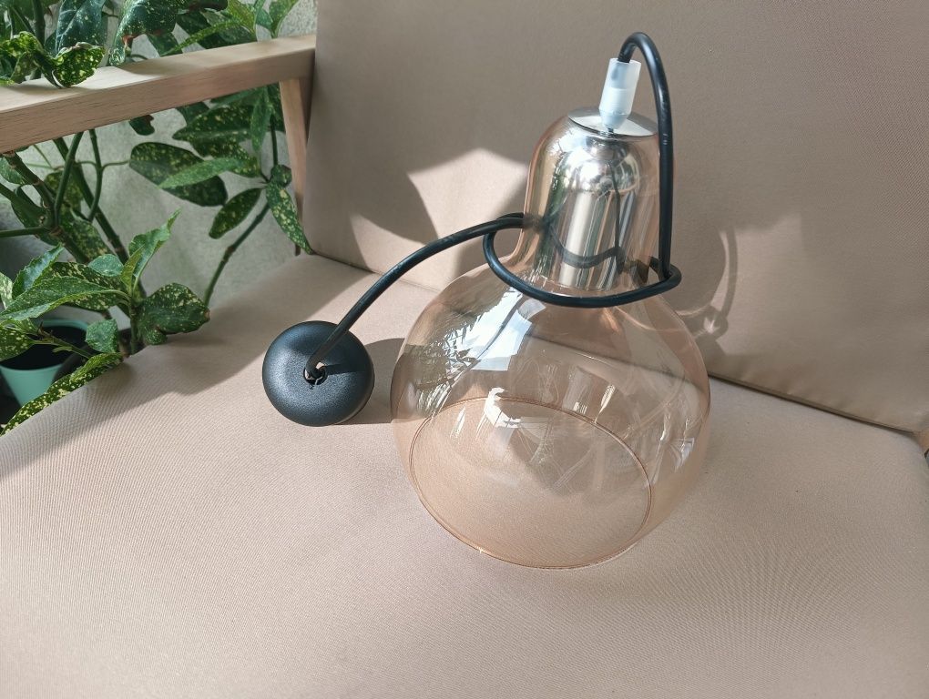 Lampa sufitowa Klosz szklany żyrandol wiszący E27  Black end white